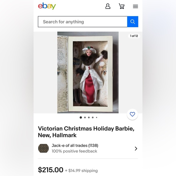 Victorian Christmas Holiday Barbie,  Hallmark Memories Barbie, Mattel 1995 - Picture 7 of 7